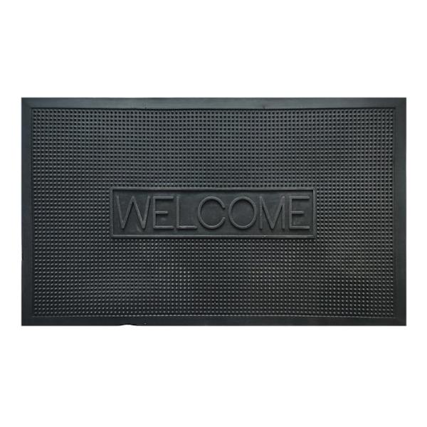 Black Welcome Rubber Pin Mat, 18x30