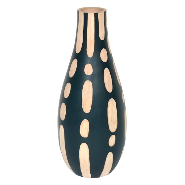 Found & Fable Black Carved Vase, 12"