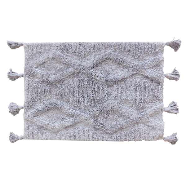 Found & Fable Grey Moroccan Flatweave Bath Mat, 20x32