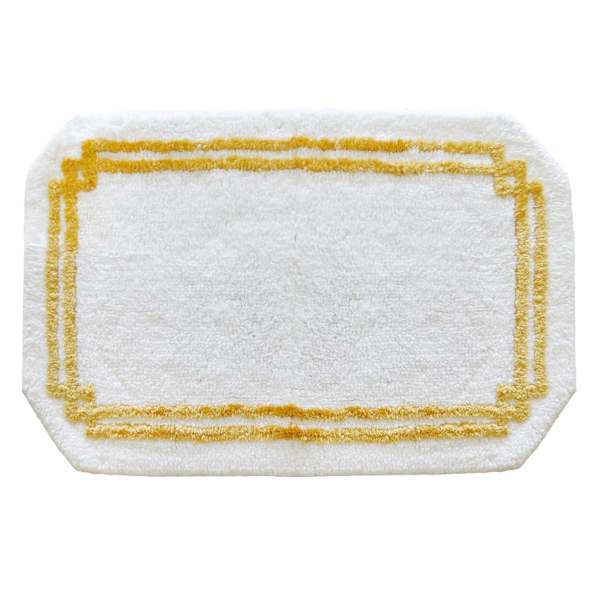 Providence White Gold Hotel Border Bath Rug 20x32