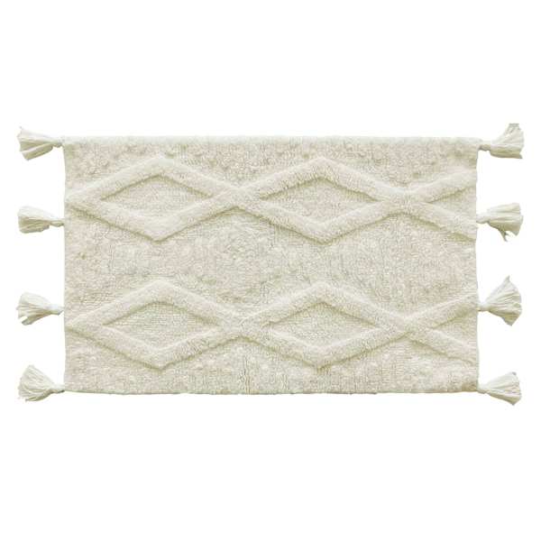 Found & Fable White Moroccan Flatweave Bath Mat, 20x32