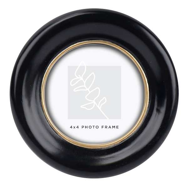 Black & Gold Circular Tabletop Picture Frame, 4"