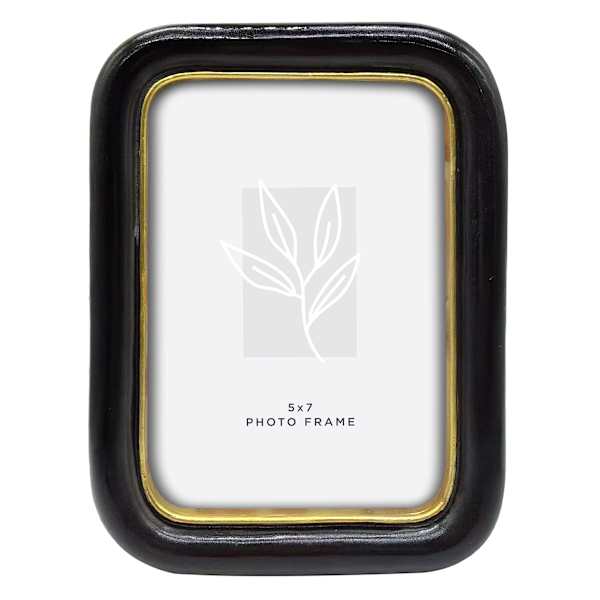 Black with Gold Detail Edge Tabletop Picture Frame, 5x7