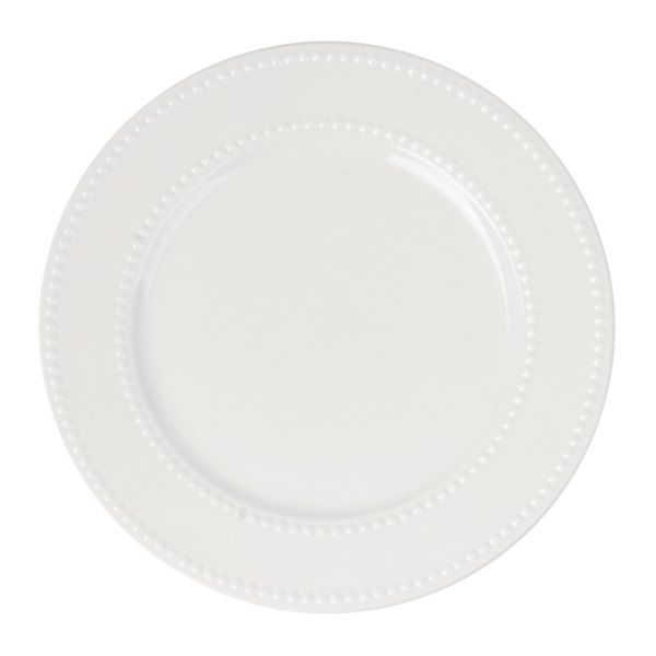 Providence White Beaded Dinner Plate