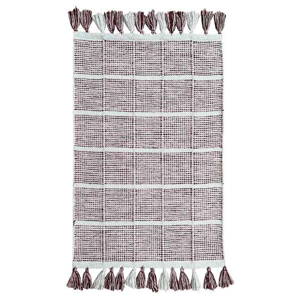 Red Woven Block Accent Rug with Tassels, 2x3