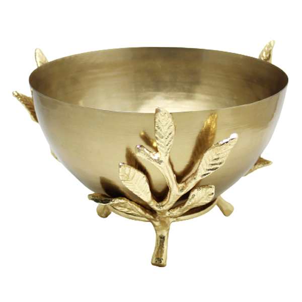 Providence Gold Metal Bowl with Leaf Stand, 7"