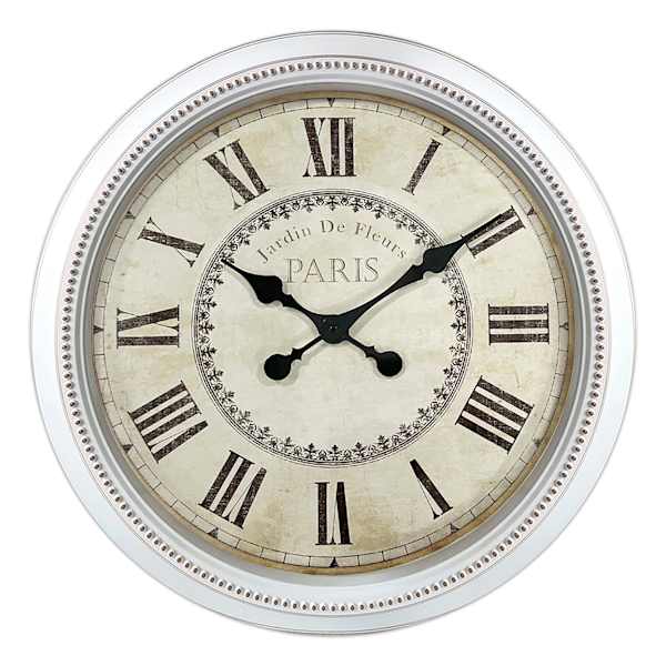 White Beaded Round Wall Clock, 22"