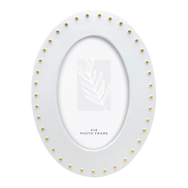 White & Gold Oval Tabletop Picture Frame, 4x6