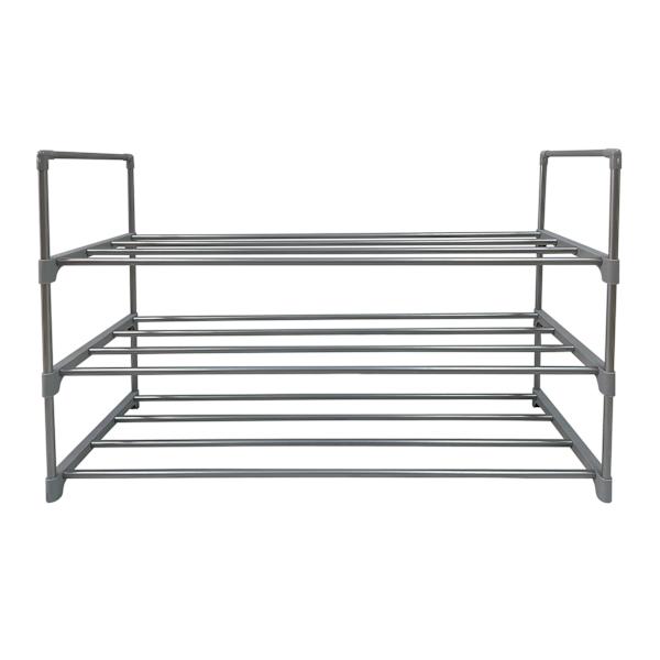 3-Tier Metal Shoe Rack, Grey