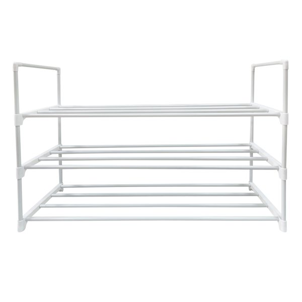 3-Tier Metal Shoe Rack, White