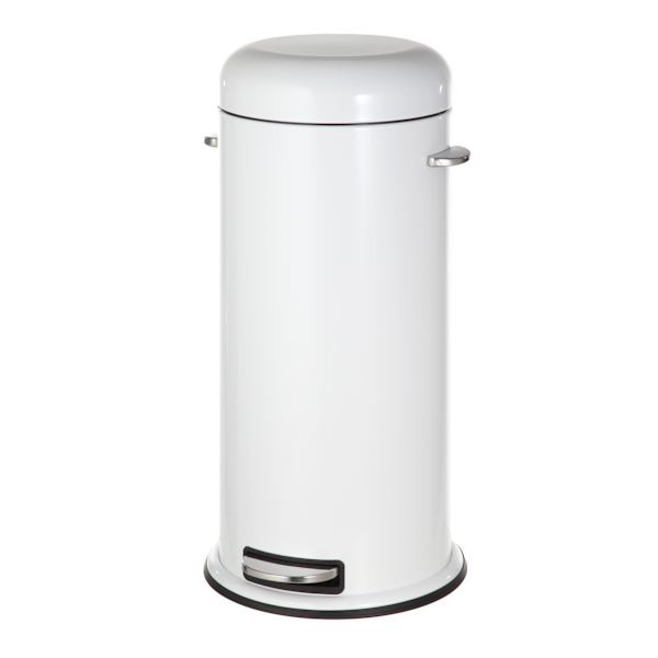 White Retro Pedal Trash Can, 30l