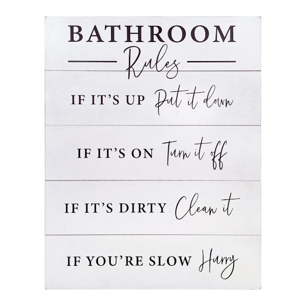 Bathroom Rules Wall Decor, 16x20