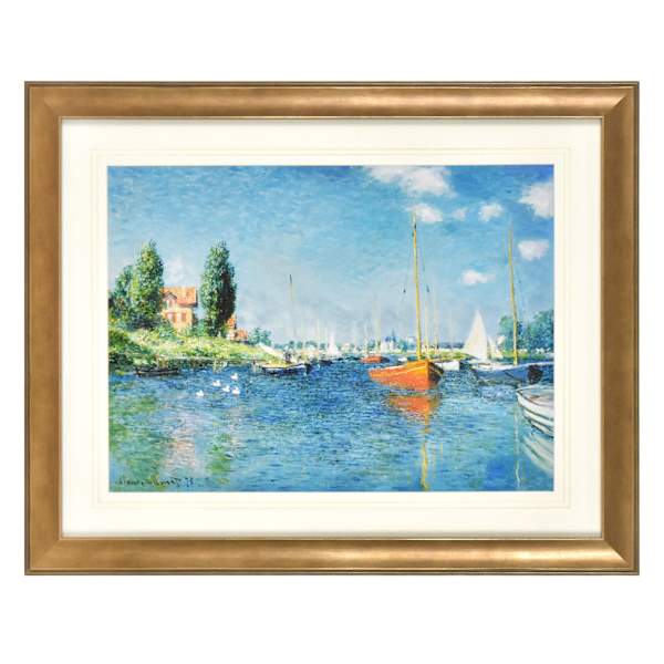 Glass Framed Boats at Argentueil Print Wall Art, 27x21