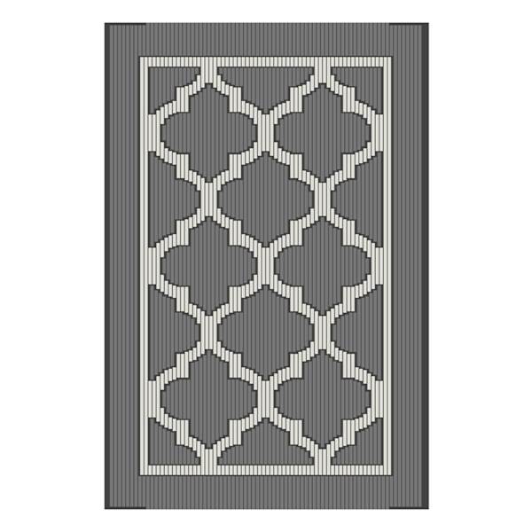 Chai Tea Geometric Charcoal & White Lattice Washable Accent Rug, 20x30