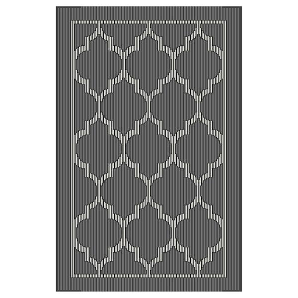 Chai Tea Geometric Charcoal & White Lattice Washable Accent Rug, 3x4