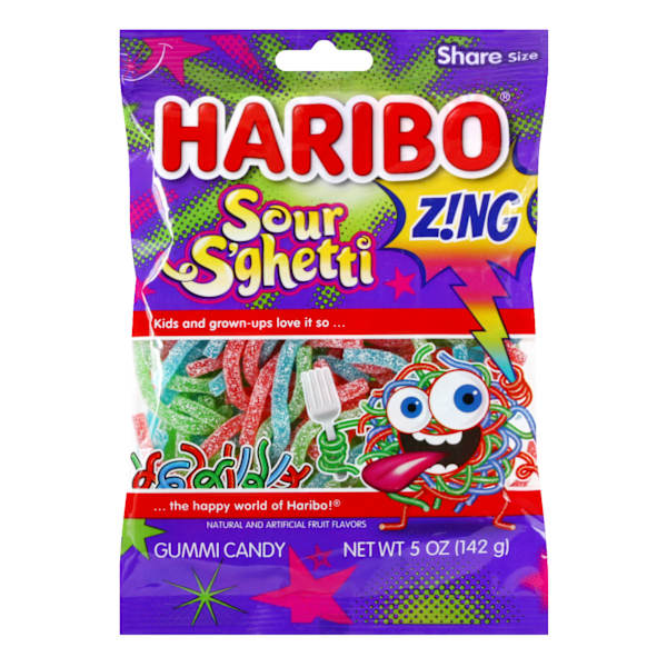Haribo Sour S'ghetti Gummi Candy, 5oz