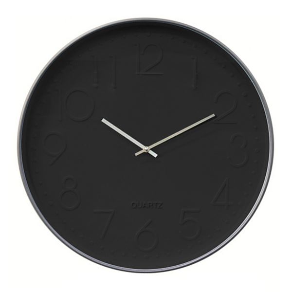 Black Monochrome Round Wall Clock, 20"
