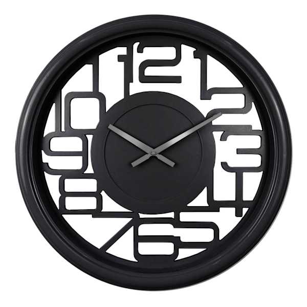 Black Cutout Round Wall Clock, 20"
