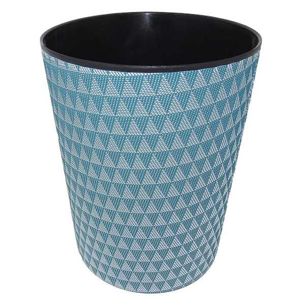 Teal Triangle Deco Round Wastebasket, 18"
