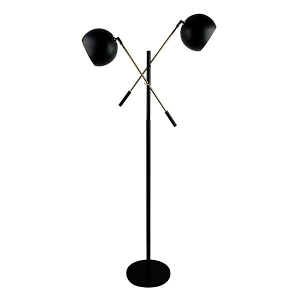 Crosby St. Black 2-Light Finish Floor Lamp with Metal Dome Shade, 60"