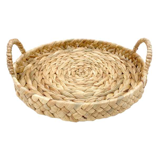 Round Natural Wicker Woven Decorative Tray, Small
