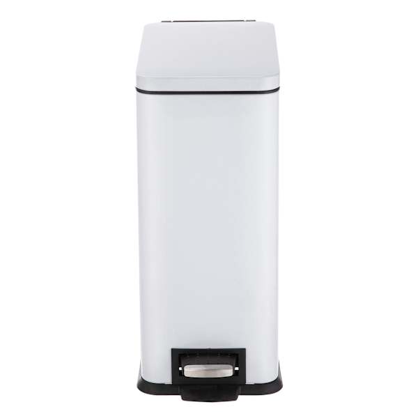 White Rectangle Pedal Trash Can, 9.7l