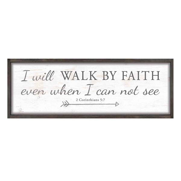 Walk By Faith Framed Textured Wood Wall Sign, 10x20