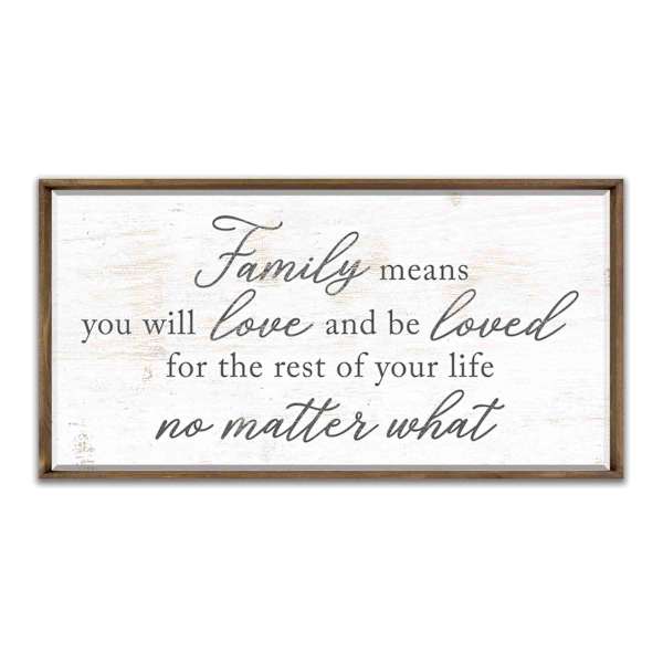 Family Means You Will Love & Be Loved Framed Canvas Wall Sign, 18x36