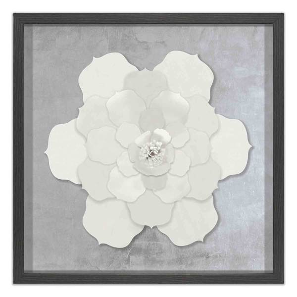Glass Framed 3D White Floral Wall Art, 24"