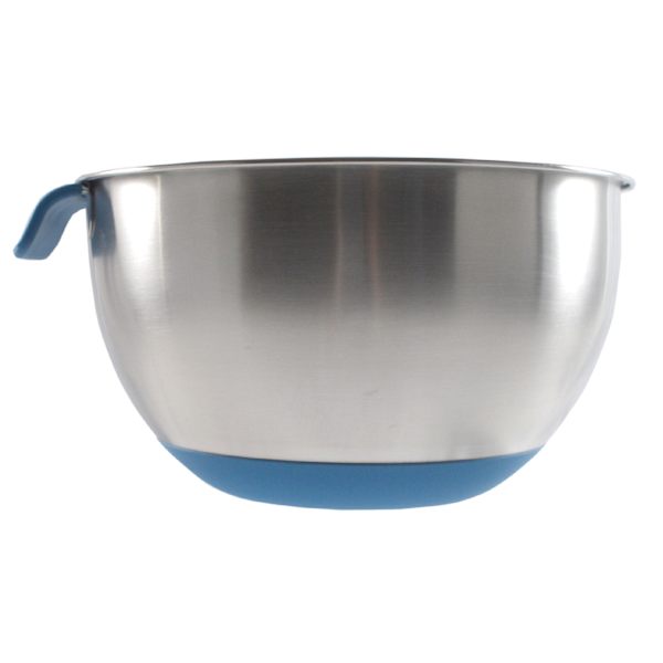 Stainless Steel Mixing Bowl with Blue Handle & Non-Skid Base, 5qt