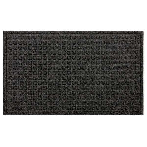 Square Impressions Black Rubber Doormat, 18x30