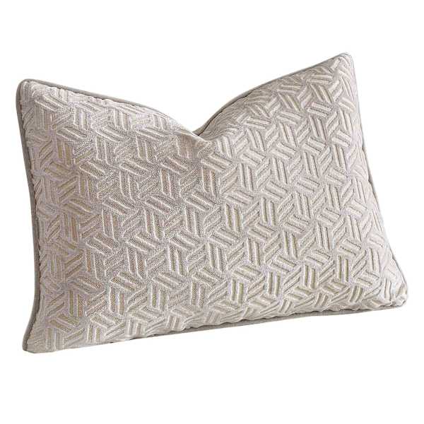 Exton Blue Velvet Burnout Oblong Throw Pillow, 14x20