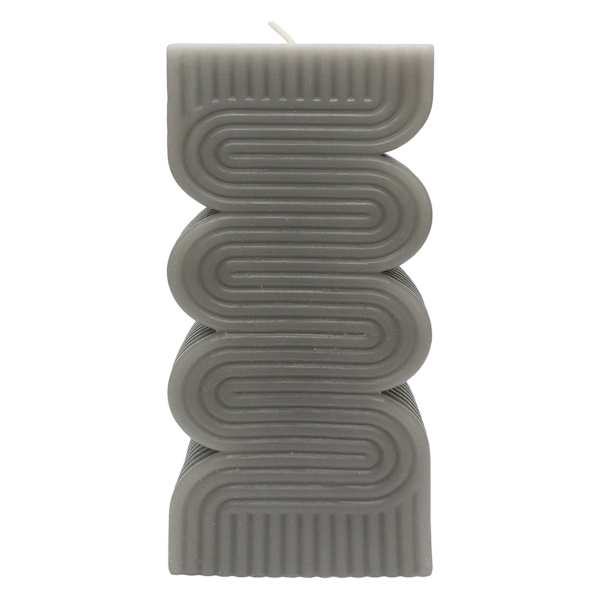 Crosby St. Grey Unscented Modern Wavy Pillar Candle, 3x8