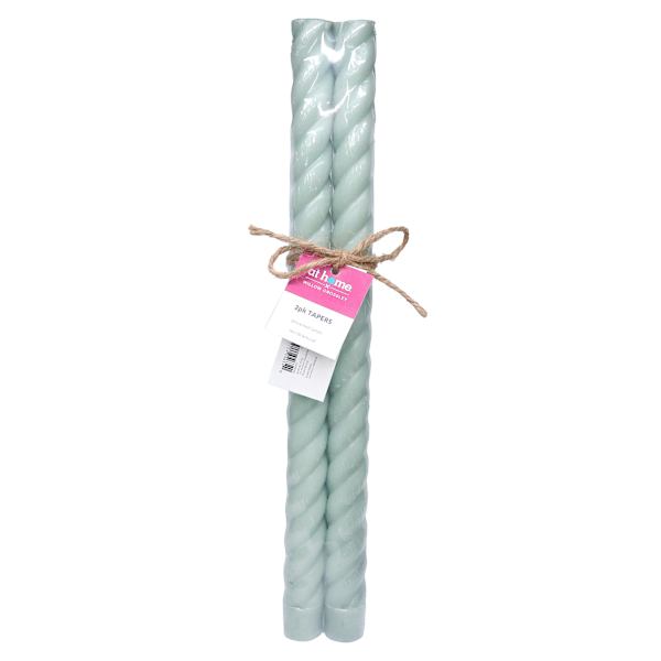 Willow Crossley 2-Pack Green Unscented Twisted Taper Candles, 14"