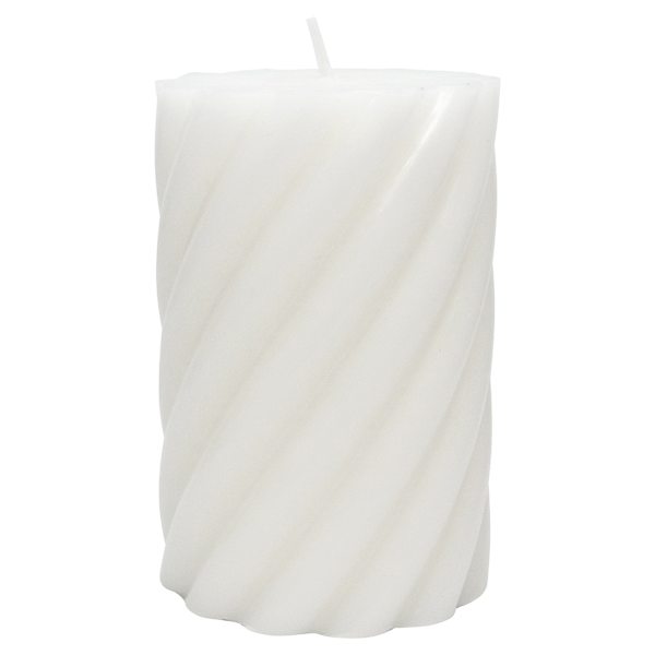 Willow Crossley White Unscented Twisted Pillar Candle, 3x4