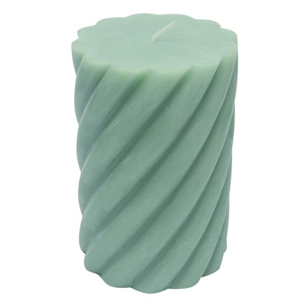 Willow Crossley Green Unscented Twisted Pillar Candle, 3x4