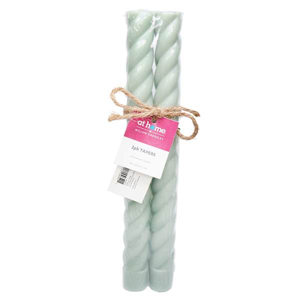 Willow Crossley 2-Pack Green Unscented Twisted Taper Candles, 10"