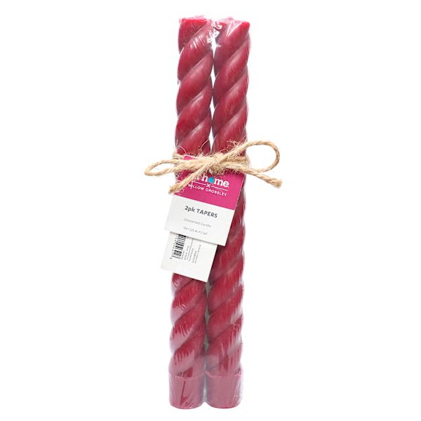 Willow Crossley 2-Pack Red Unscented Twisted Taper Candles, 10"
