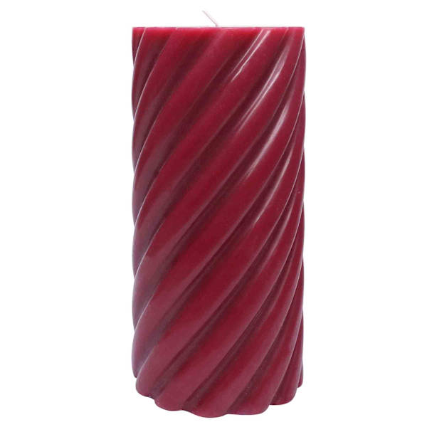 Willow Crossley Red Unscented Twisted Pillar Candle, 3x6