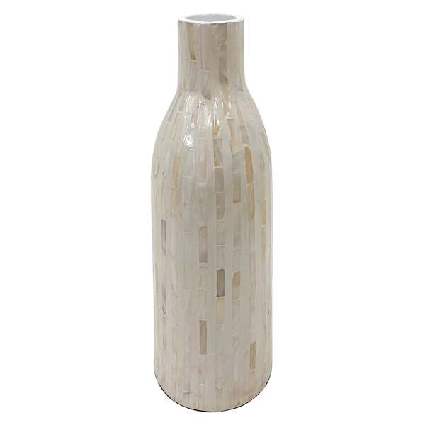 White Mother of Pearl Vase, 13"