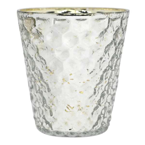 Found & Fable Silvery Mercury Glass Votive Candle Holder, 4"