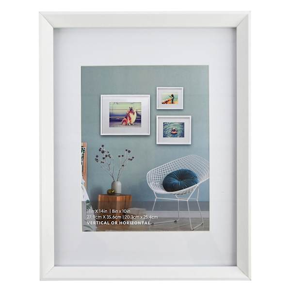 11x14 Matted to 8x10 Wall Frame, White