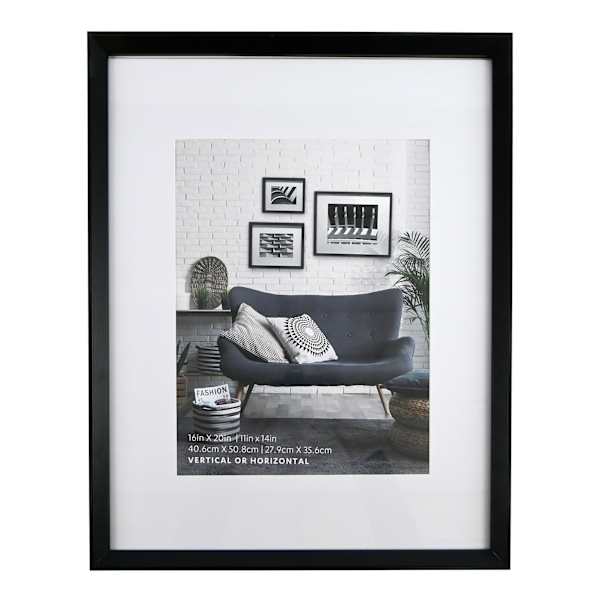 16x20 Matted to 11x14 Wall Frame, Black