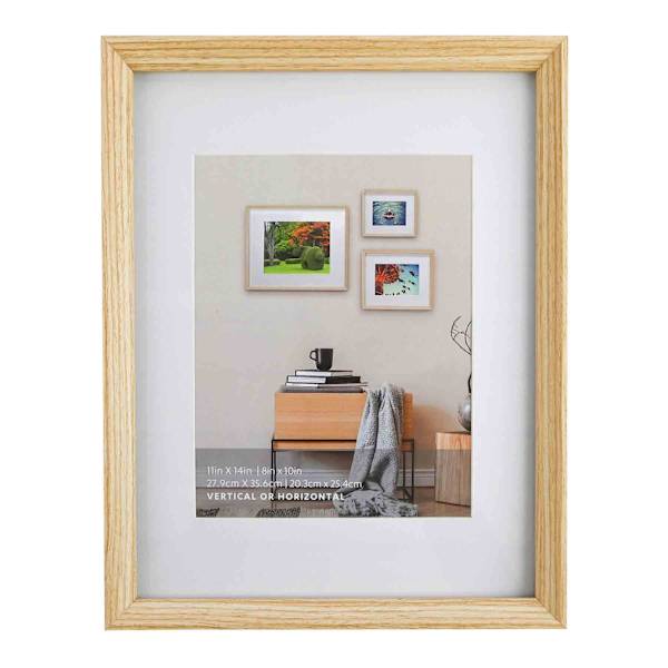 11x14 Matted to 8x10 Wall Frame, Natural