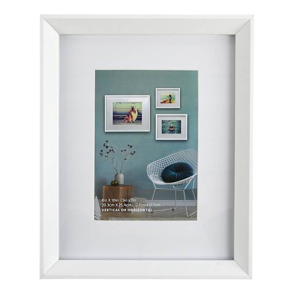8x10 Matted to 5x7 Wall Frame, White