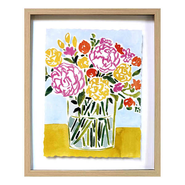 Glass Framed Floral Print Wall Art, 17x21