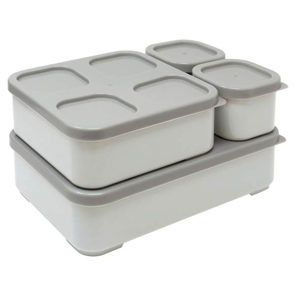 4-Piece Lunch & Snack Box Set, Grey