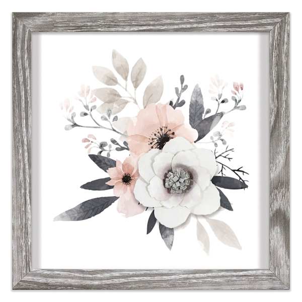 at Home Honeybloom Glass Framed 3D Floral Watercolor 11 Pink Wall Art