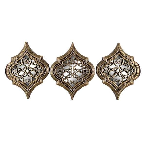 3-Piece Ornate Bronze Wall Mirror Set, 18x24