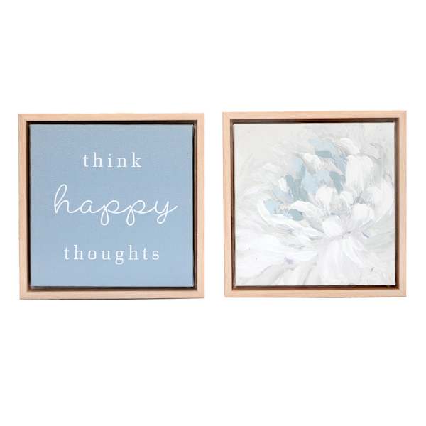 2-Piece Think Happy Thoughts Canvas Set, 8"